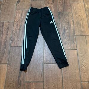 Adidas Kids Black Joggers with White Stripes